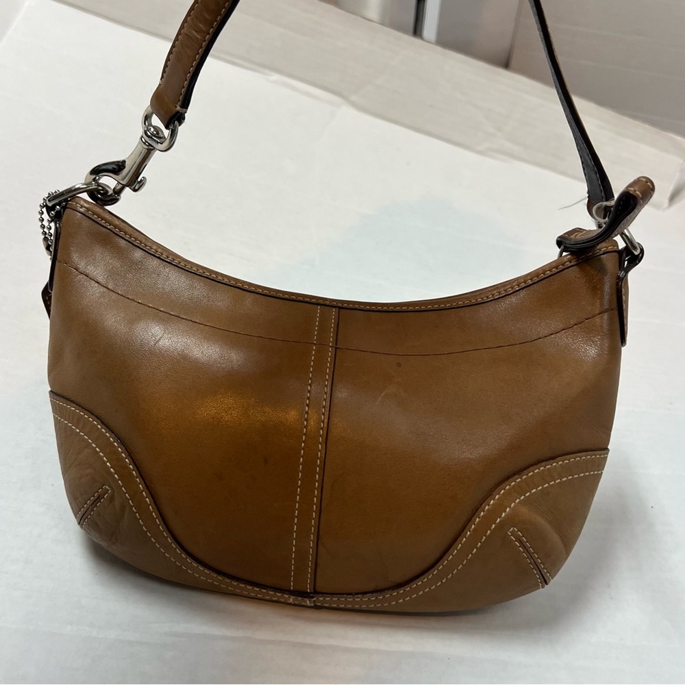 COACH Soho Mini Hobo Camel Tan Leather Crescent Y2K Shoulder Bag 4283 - Picture 3 of 10